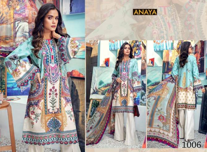 Agha Noor Aanaya Latest Fancy Festive Wear Pure Cotton Top And Bottom With Mal Mal Printed Dupatta Karachi Style Dress Materials 